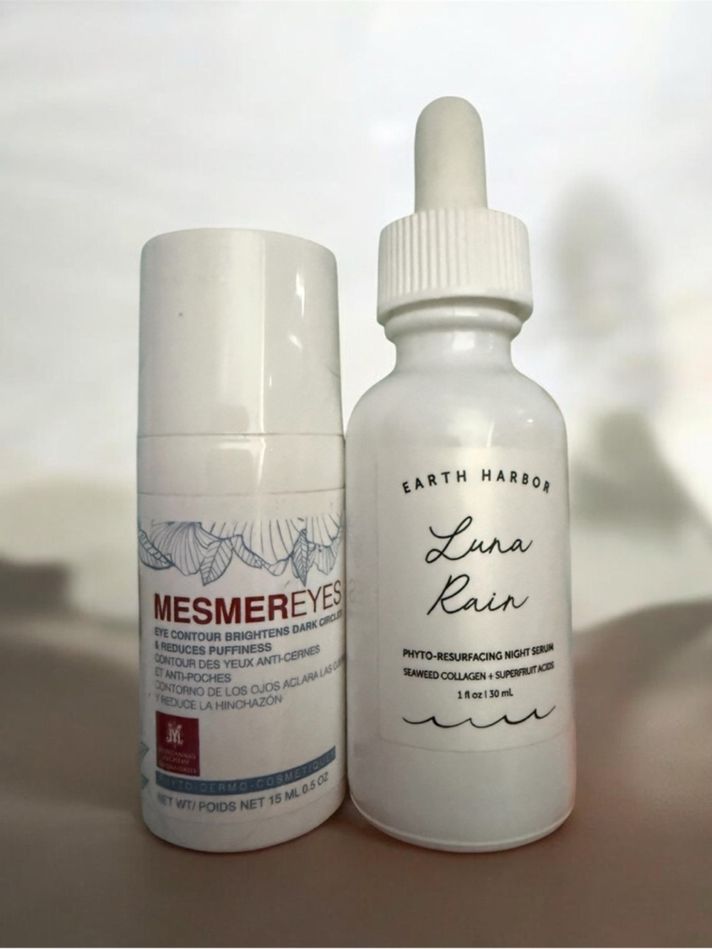 MesmerEyes Eye Contour + Earth Harbor Luna Rain Serum - White